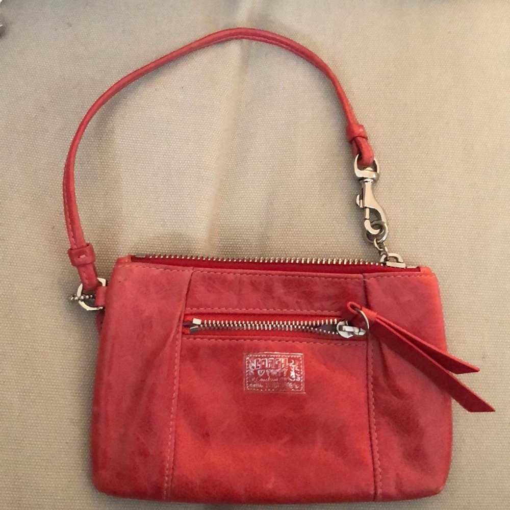 Coach Poppy red wristlet
